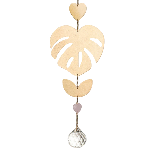 Suncatcher Monstera Leaf/Rose Quartz - Stained Glass Express
