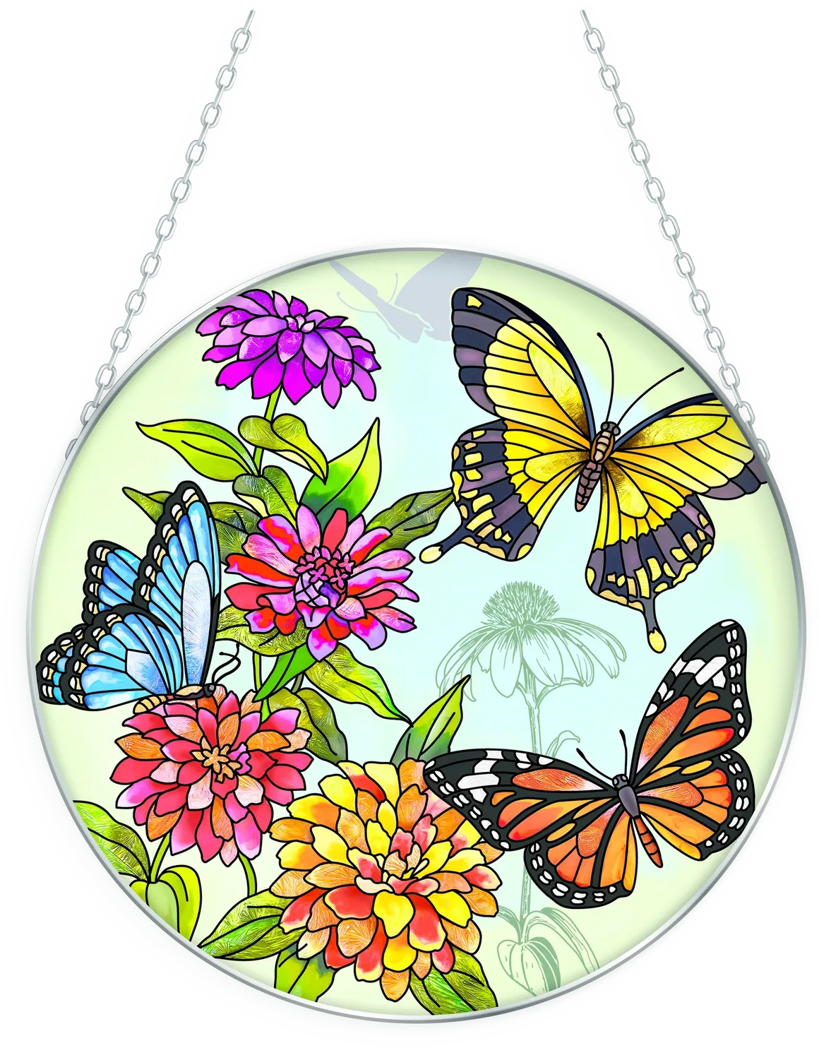 Swallowtail Butterfly in Garden Suncatcher - Stained Glass Express