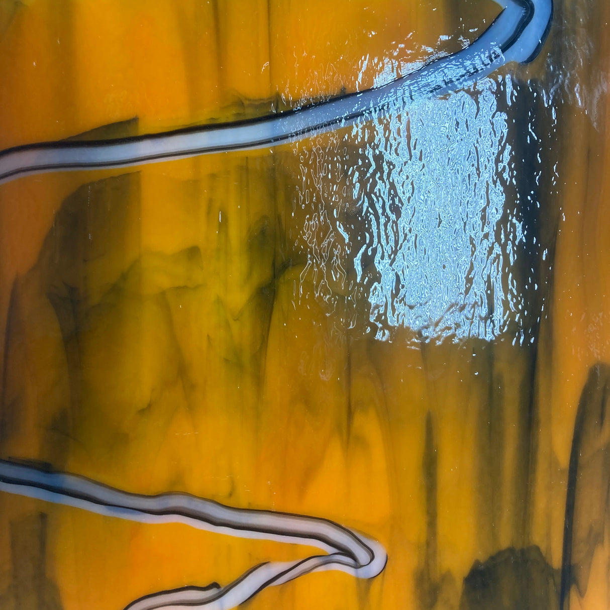 Tangerine Opal, White and Black Drizzle