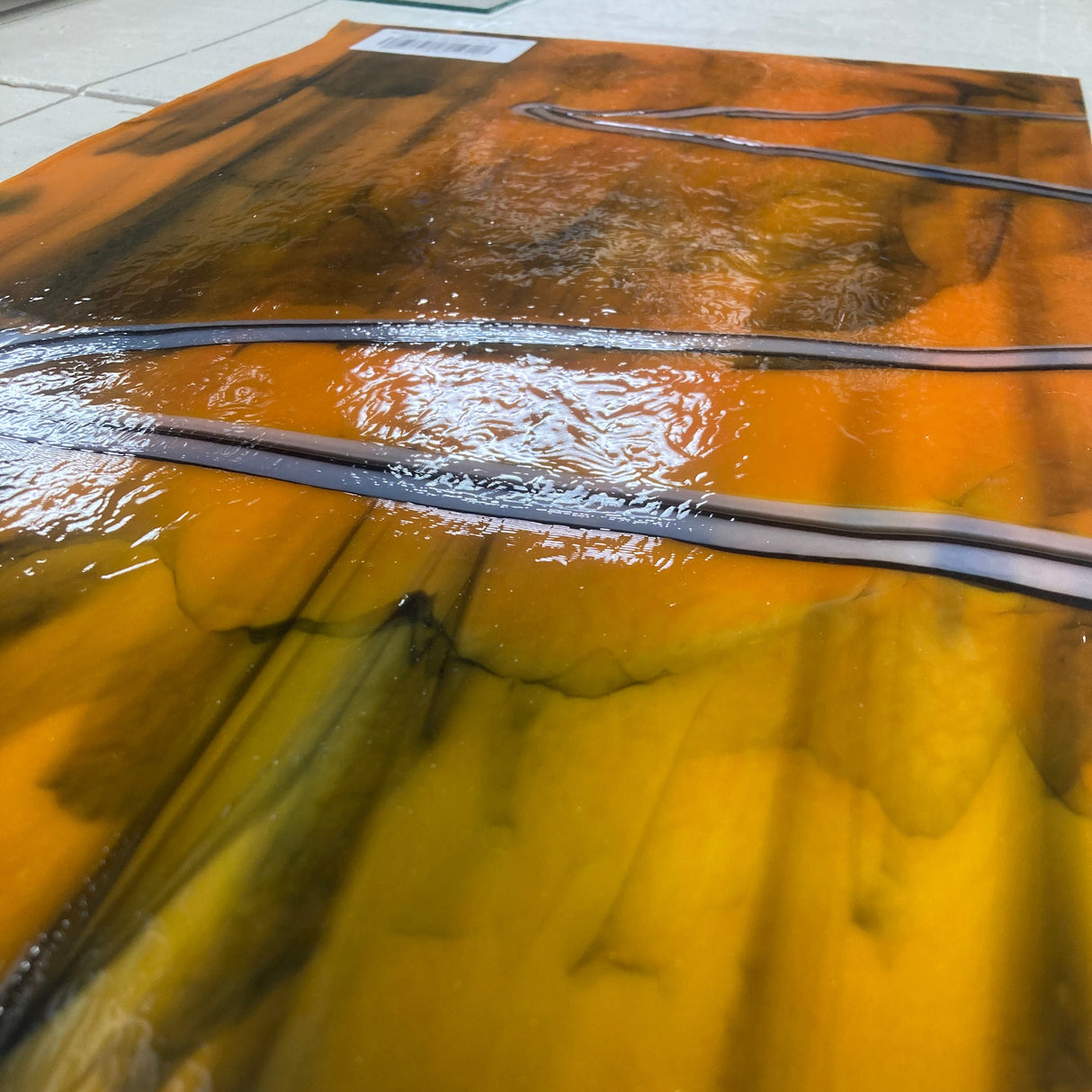 Tangerine Opal, White and Black Drizzle