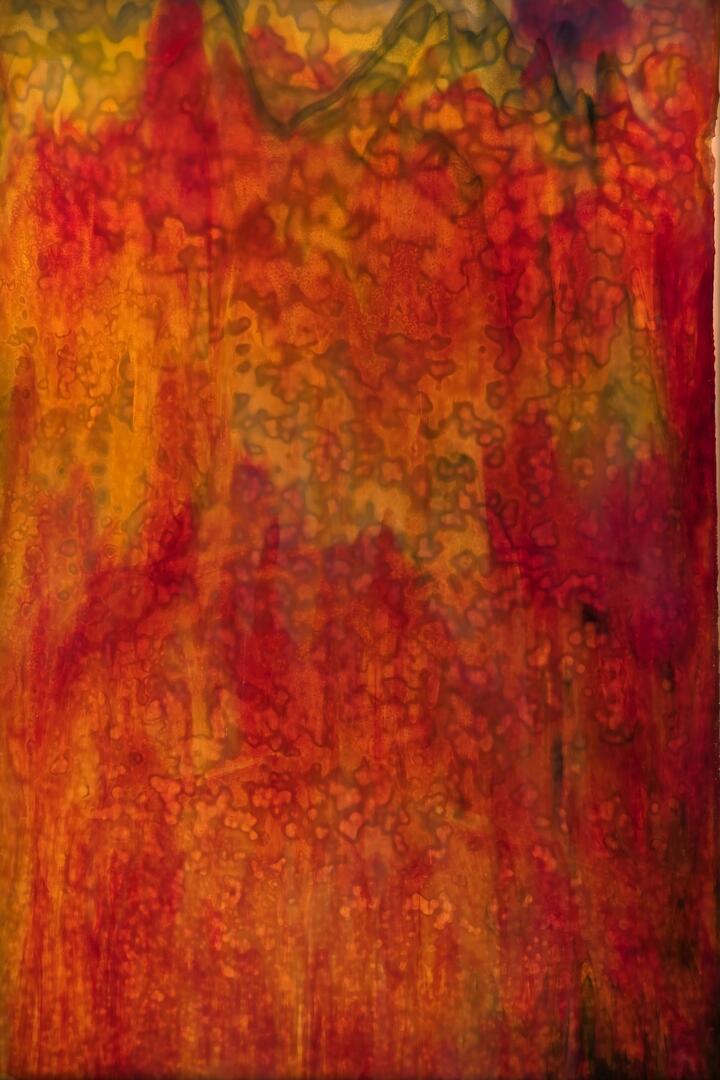 Red, Orange, Yellow on White with Green