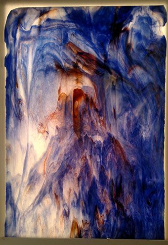 White, Cobalt, Peach & Gold Stipple - Stained Glass Express