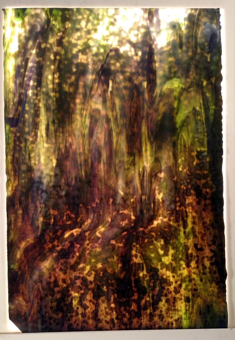 White Opal, Purp, Blu, Dk Grn Tiffany Reproduction - Stained Glass Express