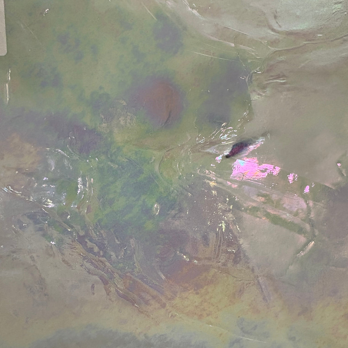 White with Clear Wispy Opal Iridized