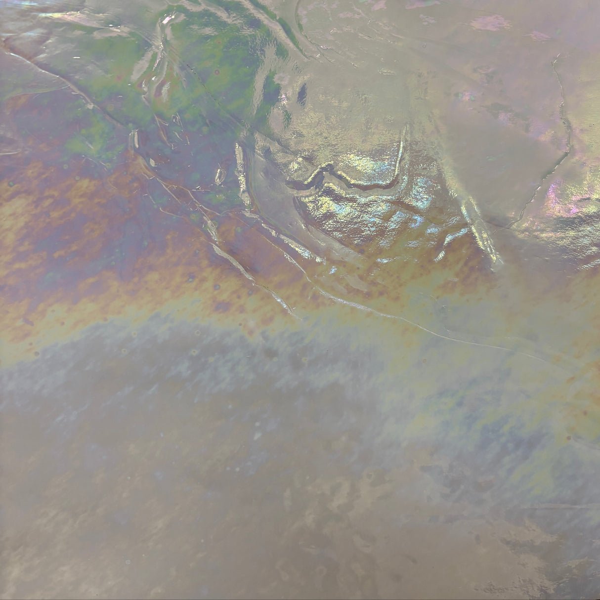 White with Clear Wispy Opal Iridized