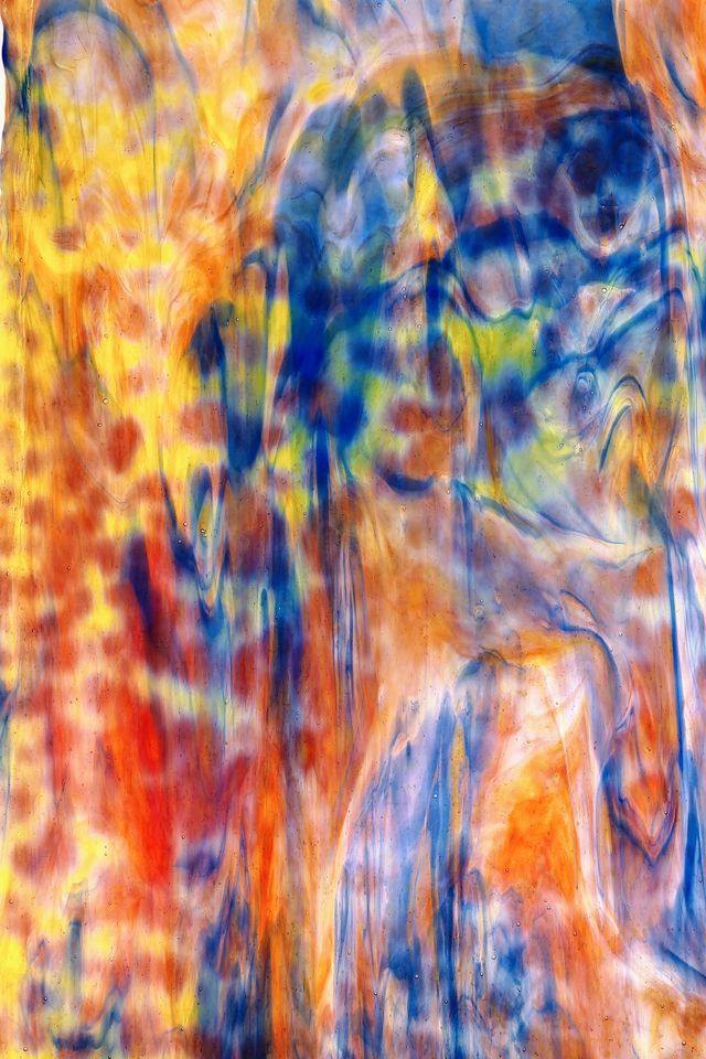 Yellow w/ White & Cobalt Blue True Dichro - Stained Glass Express