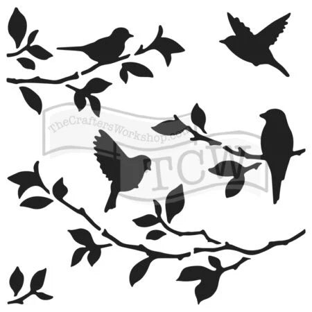 Stencil Birds On Branches