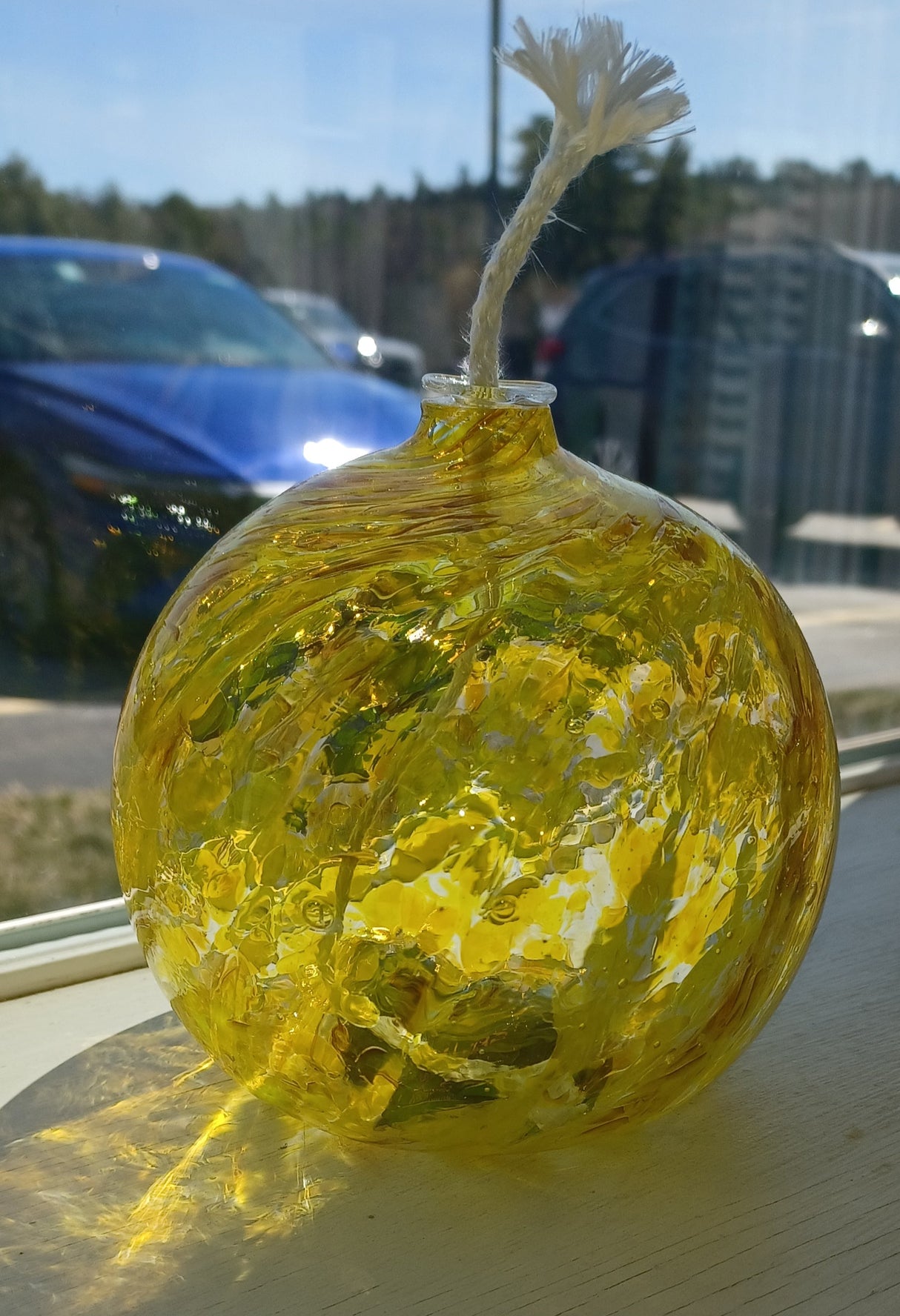 Oil Lamp Nature's Whimsy Bright Yellow