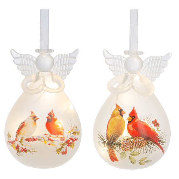 Ornament LED Glass Cardinal Angel