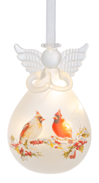 Ornament LED Glass Cardinal Angel