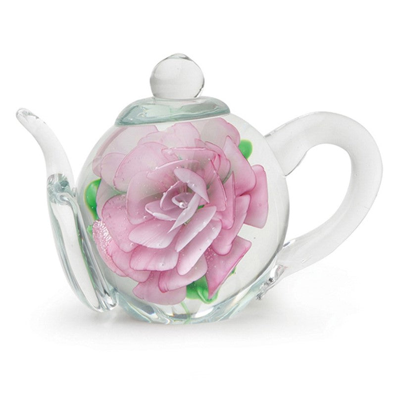 Paperweight Pink Rose Teapot