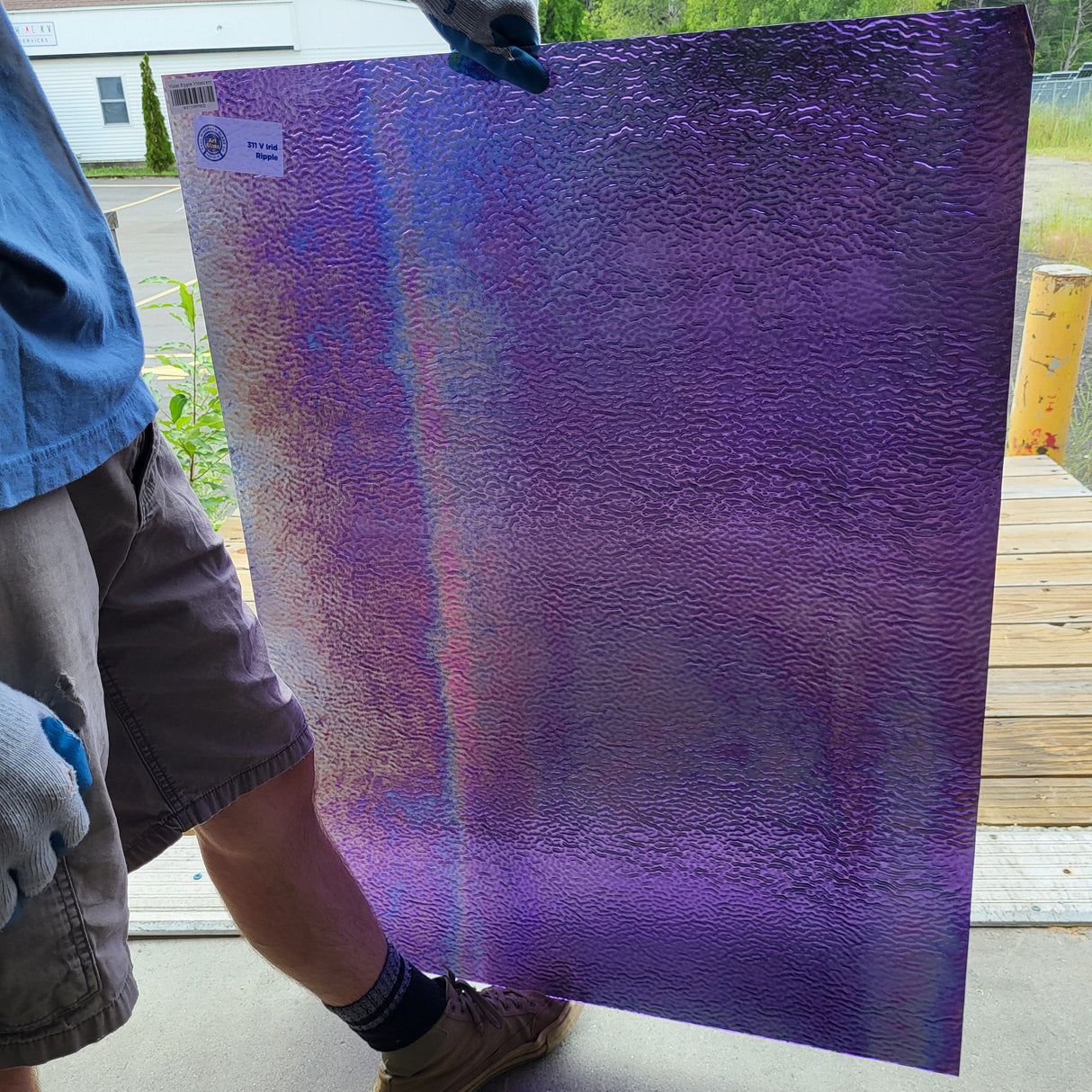 violet ripple iridescent glass backlit