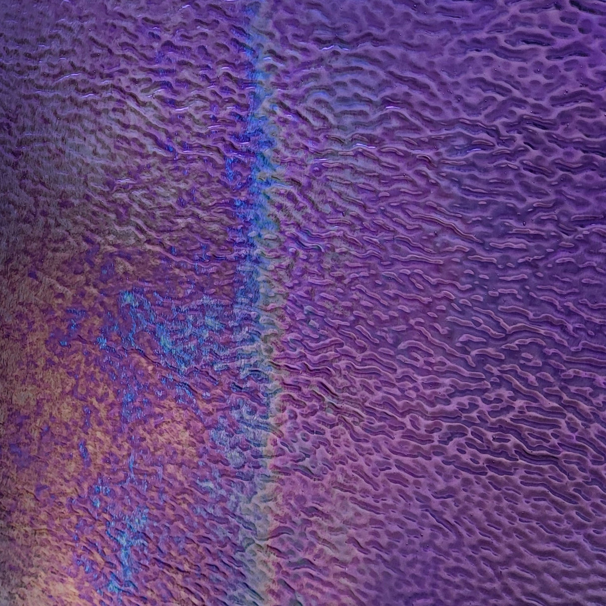 violet ripple iridescent glass backlit natural light