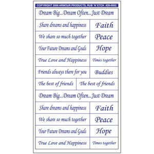 Stencil Rub N Etch Inspirational Words