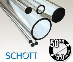 33 COE Tube Clear Schott 50mm X 5.0mm Extra Heavy Wall - Stained Glass Express 
