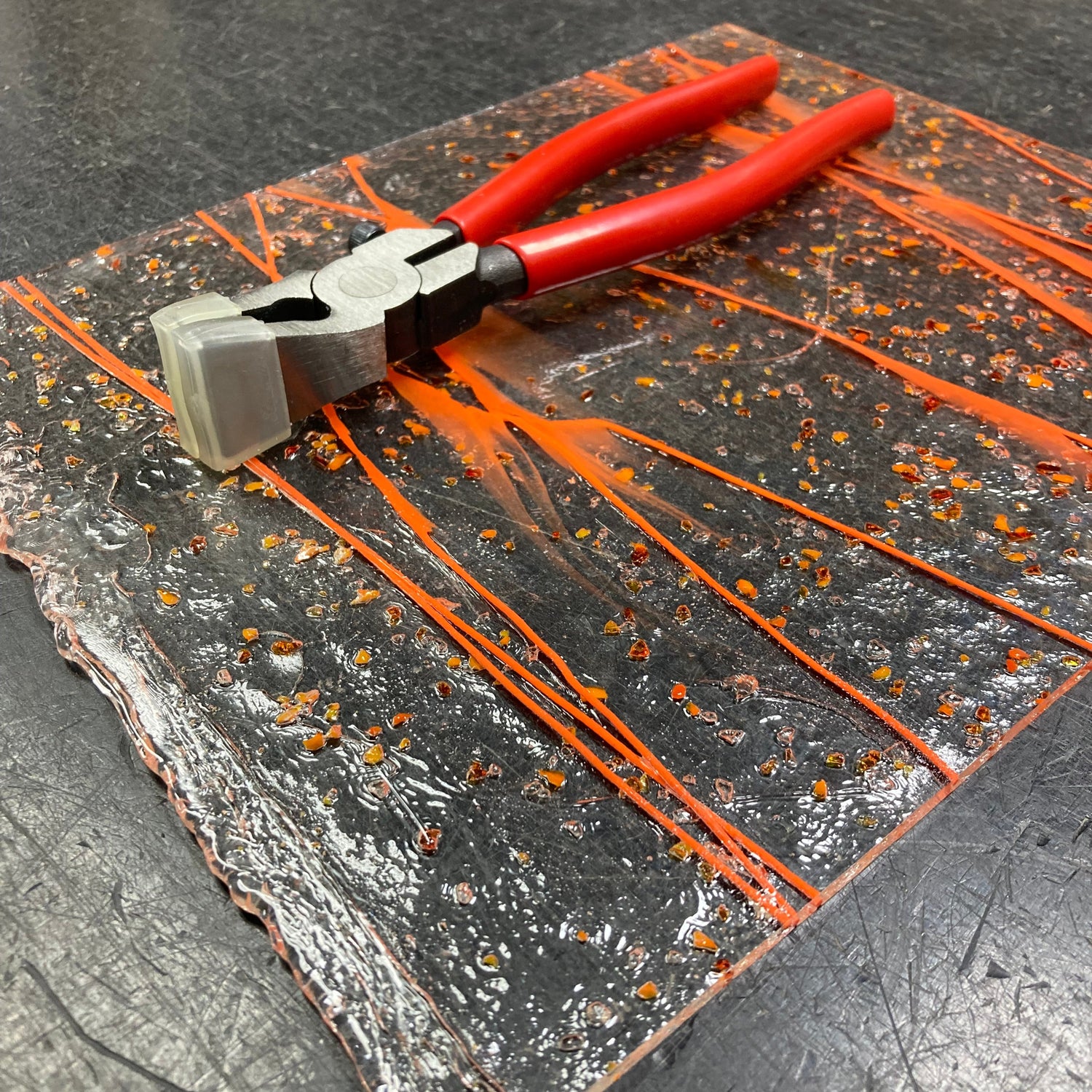 90 COE Clear w/ Red-Orange-Yellow Frit, Orange Streamers_5