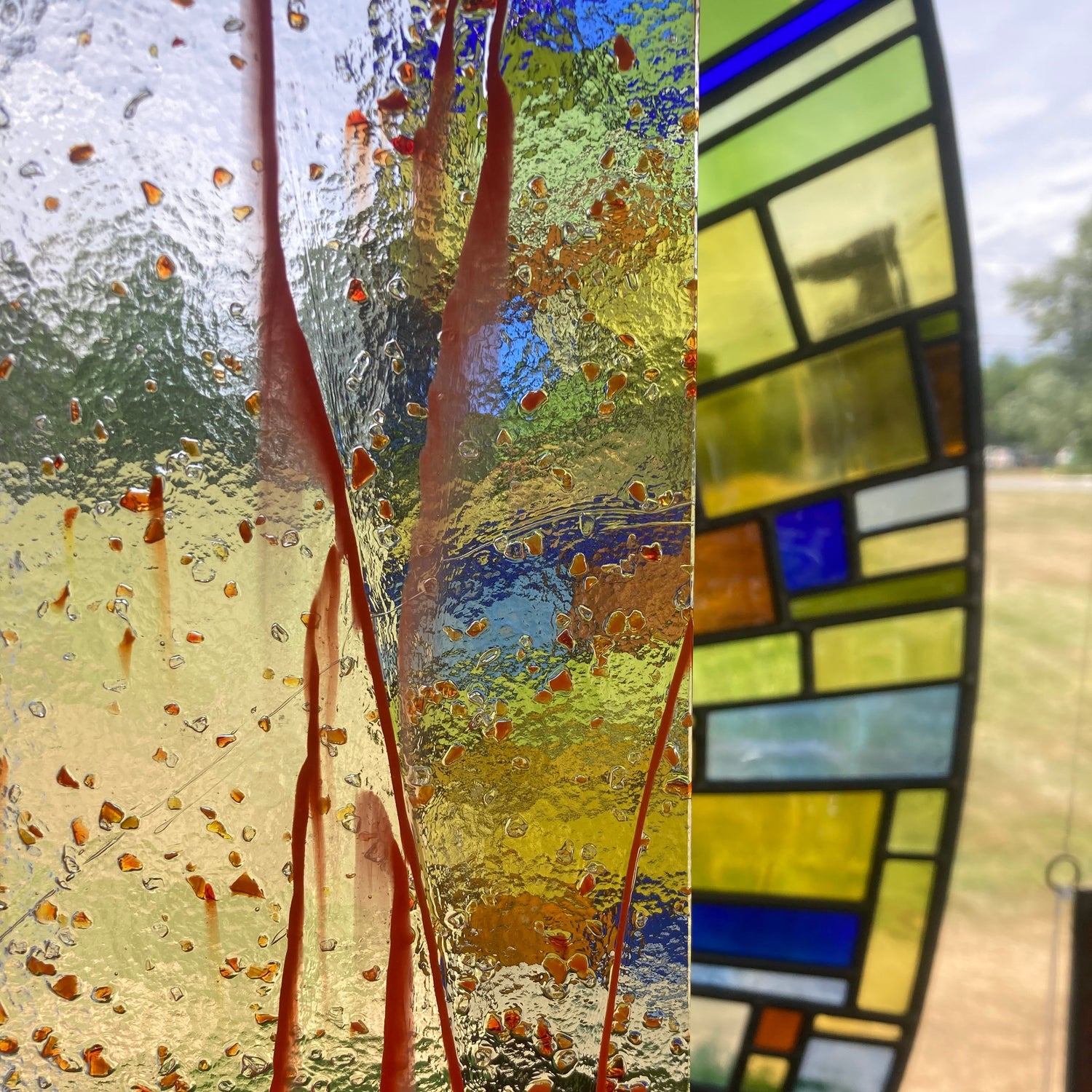 90 COE Clear w/ Red-Orange-Yellow Frit, Orange Streamers_7