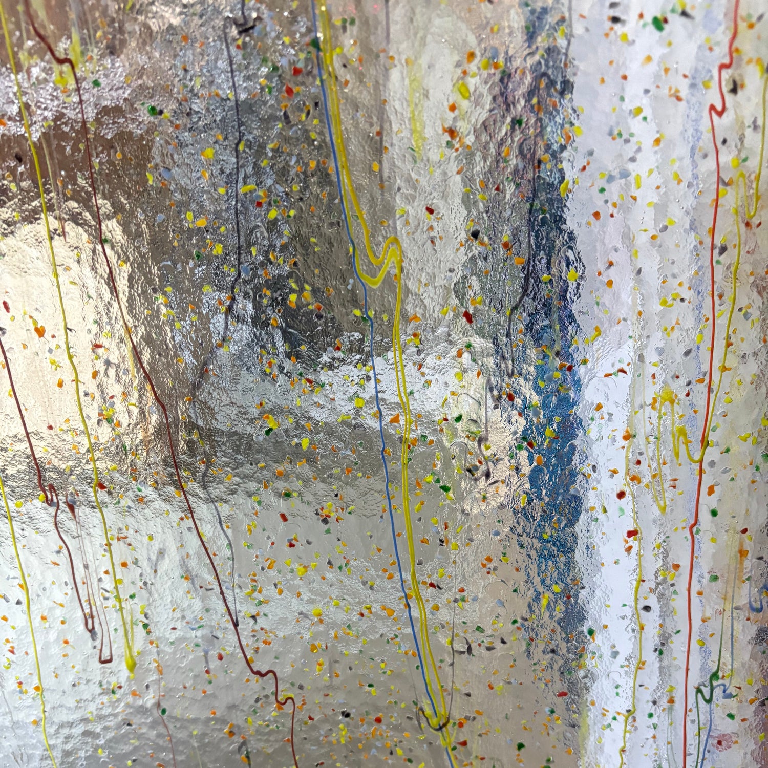 90 COE Clear with Mardi Gras Frit and Streamers