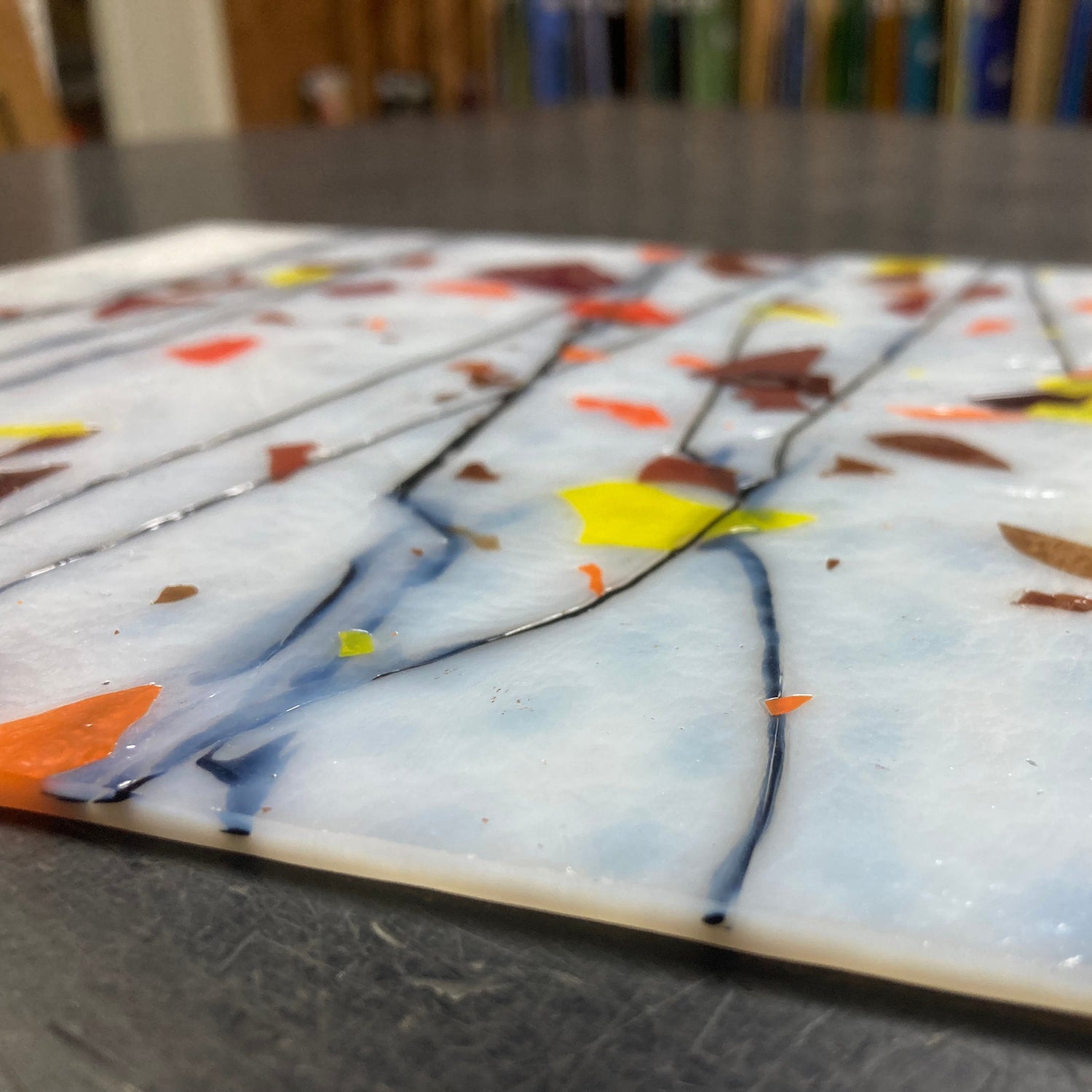 90 COE White w/ Orange, Yellow, Red Fractures and Black Streamers_7