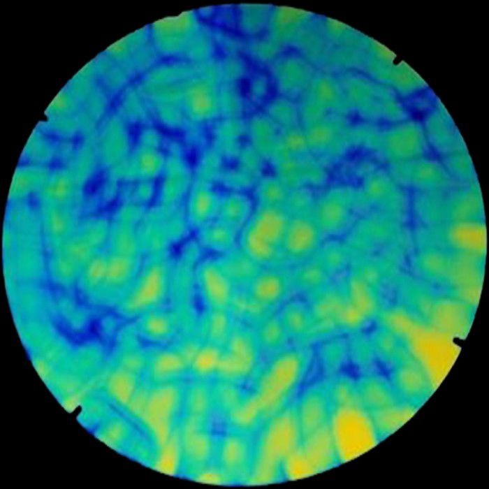 90 Coe Dichroic Black Under Aurora Borealis Navy/Green - Stained Glass Express 