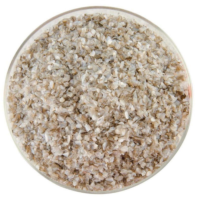 90 Frit Opal Medium White Dark Brown Streaky - Stained Glass Express 