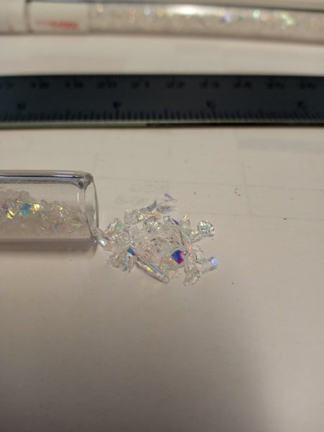 96 COE Dichroic Frit Flakes Rainbow on Clear