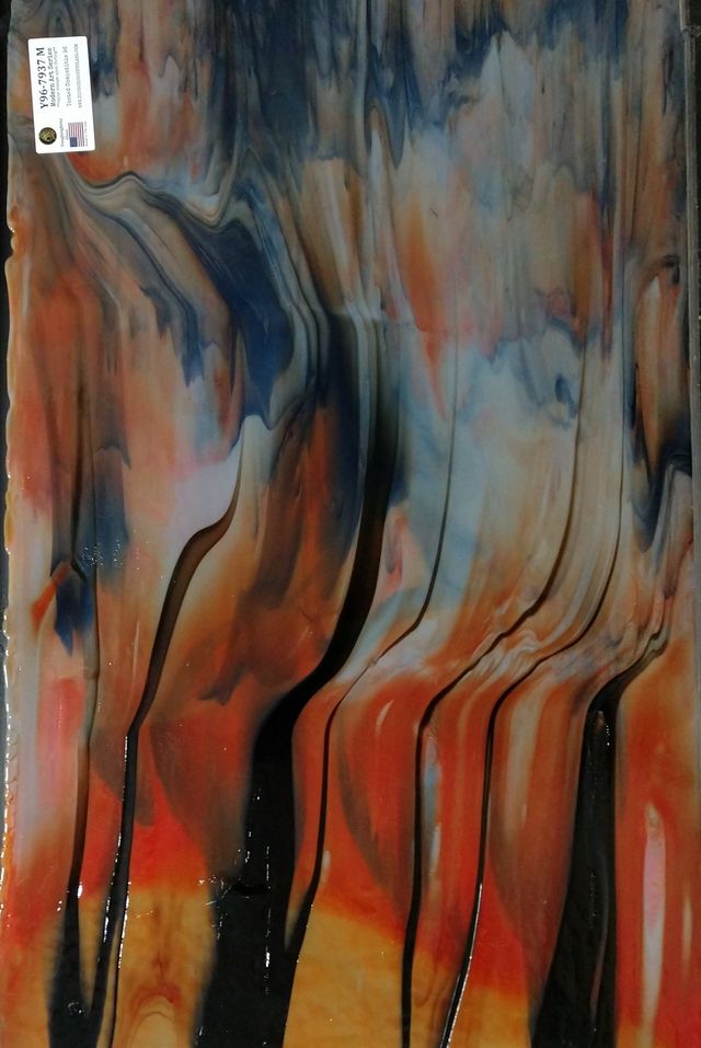 96 COE Gray Opal W/Red & Black - Stained Glass Express 