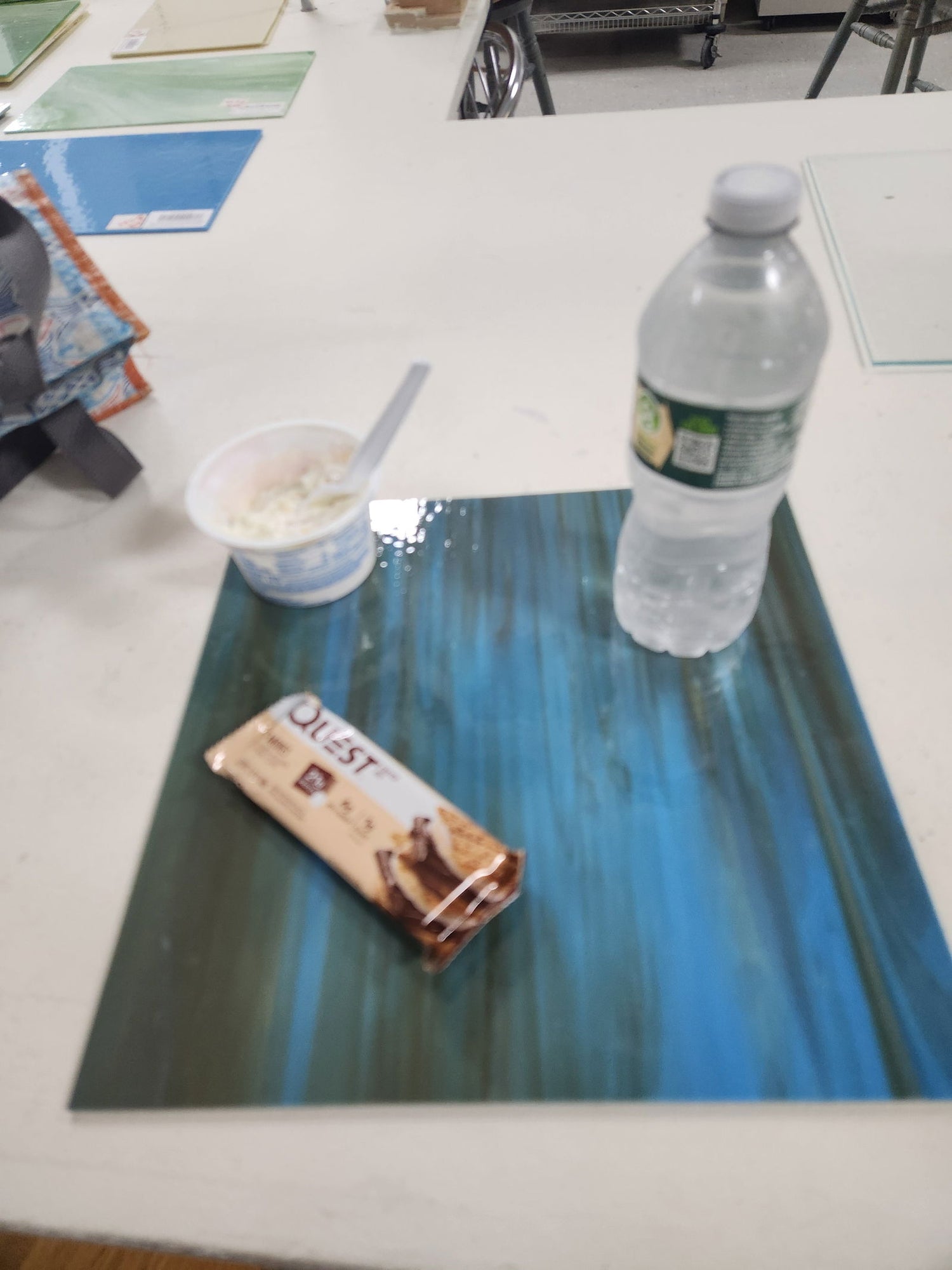 96 COE Oyster Pearl Reactive Blue - Stained Glass Express 