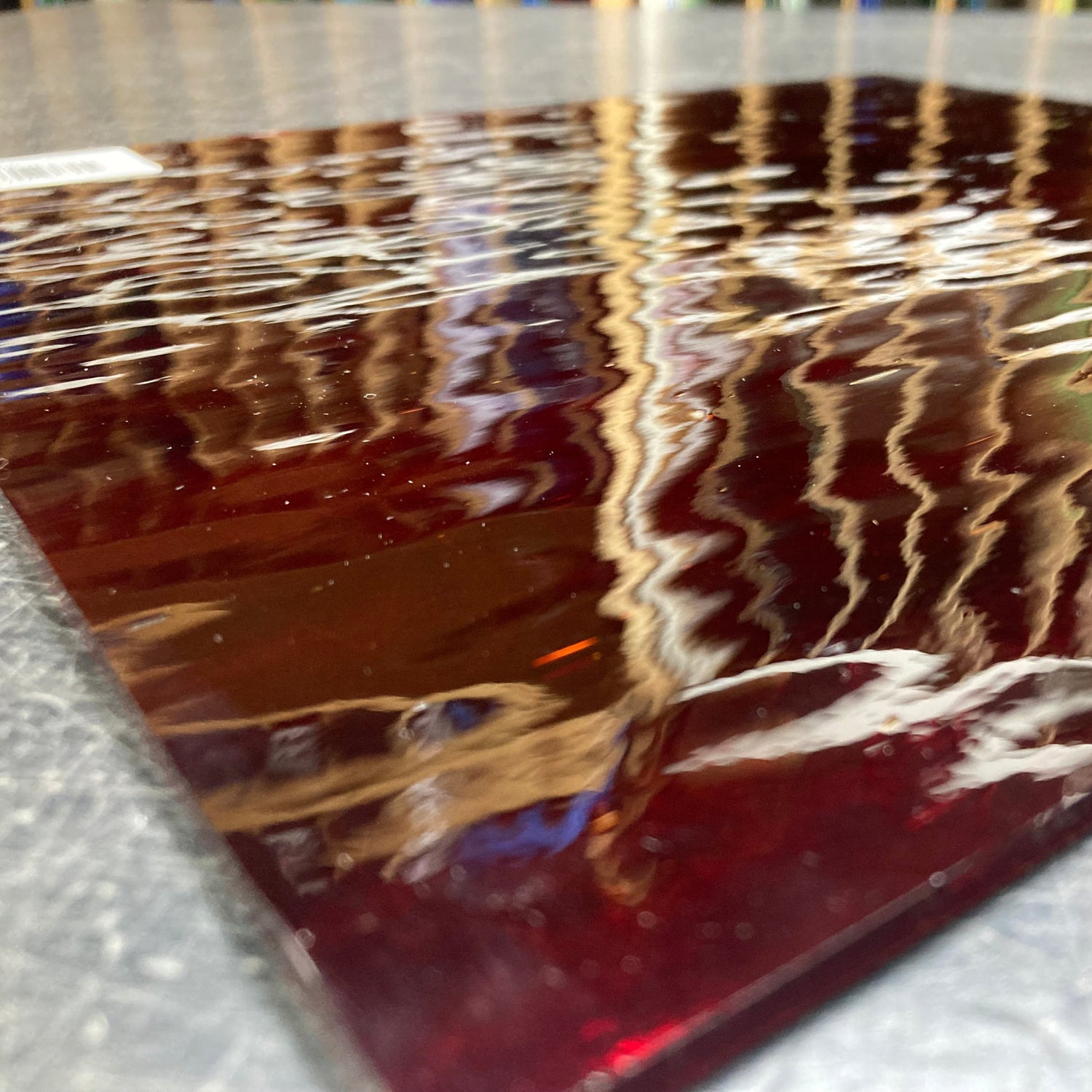 96 COE Ruby Red with Amber Streaky Waterglass