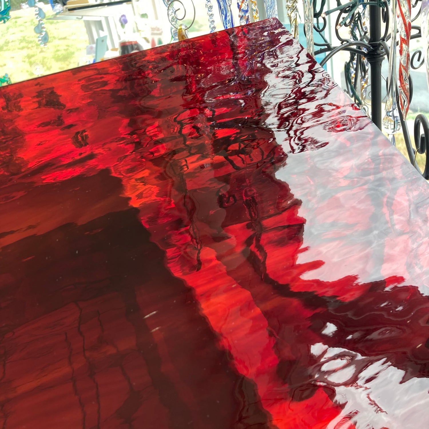 96 COE Ruby Red with Amber Streaky Waterglass_6