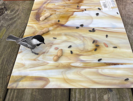 96 COE Smooth White/ Medium Amber - Stained Glass Express 