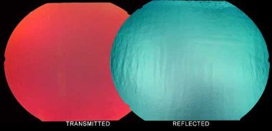 96 COE Thin Dichroic Clear Under Red/Silver Blue - Stained Glass Express 