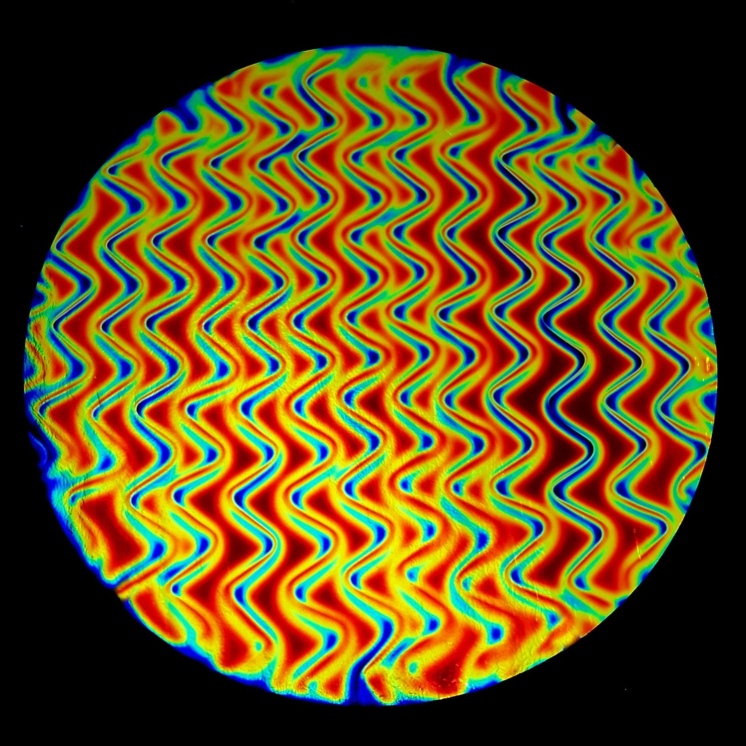 96 Coe Black Under Dark Red on Twizzle Dichroic