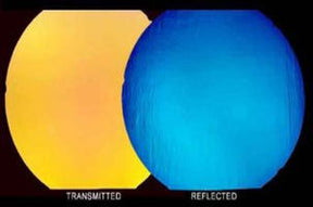 96 Coe Dichroic Clear Under Yellow and Blue - Stained Glass Express 