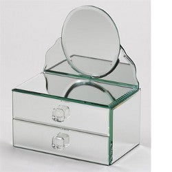 Aphrodite Two Drawer Oval Mirror Box ltd - Stained Glass Express 