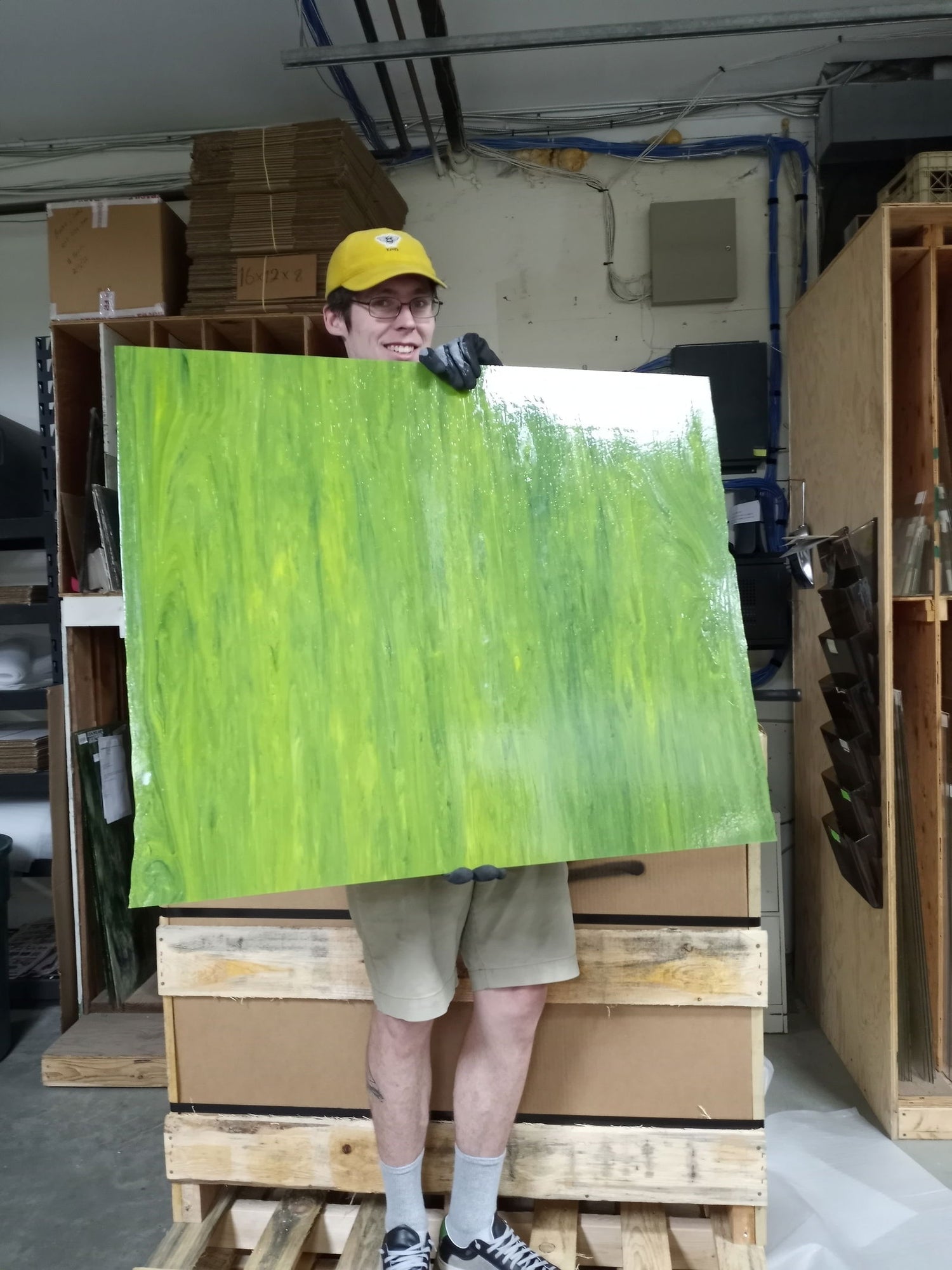 Artisan Lime Green, Dk Green Opal - Stained Glass Express 