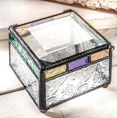 BOX, 7 1/2 X 4 BEVEL& VINT GL - Stained Glass Express 