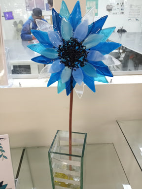 Blue Fused Glass Flower
