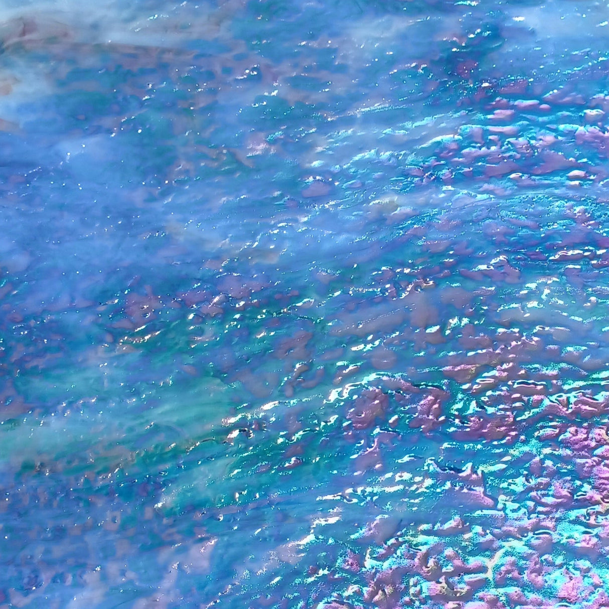 Blue, Sea Green, White, Gold Pink, Purple Iridescent