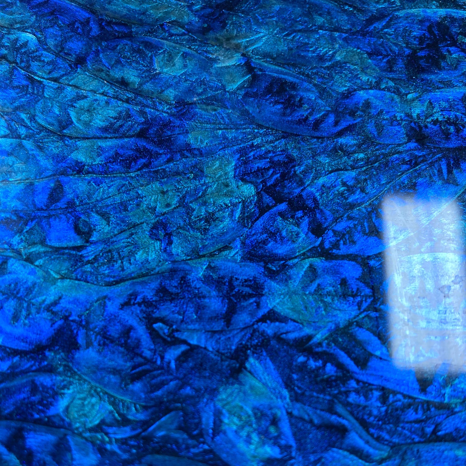 Blue and Blue Green Van Gogh Metallic Finish Glass