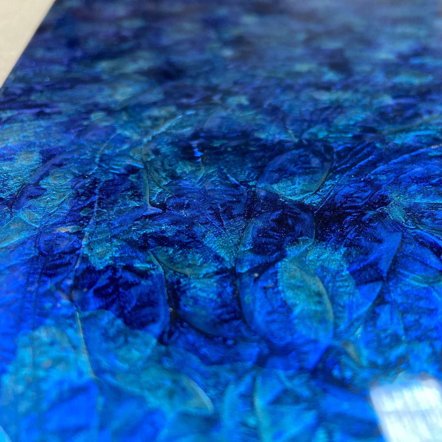 Blue and Blue Green Van Gogh Metallic Finish Glass