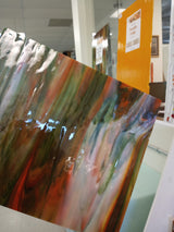 Bullseye White, Orange, and Deep Forest Green 90 COE Single Rolled