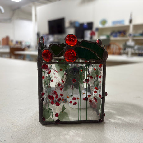 Holly Berry Glass Votive
