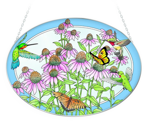 Coneflowers and Hummingbirds Suncatcher - Stained Glass Express 