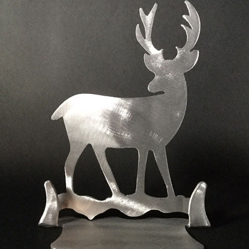 Deer Brushed Aluminum Art Stand