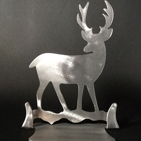 Deer Brushed Aluminum Art Stand