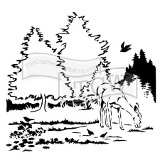 Deer in Woods Fusing Stencil - Stained Glass Express 