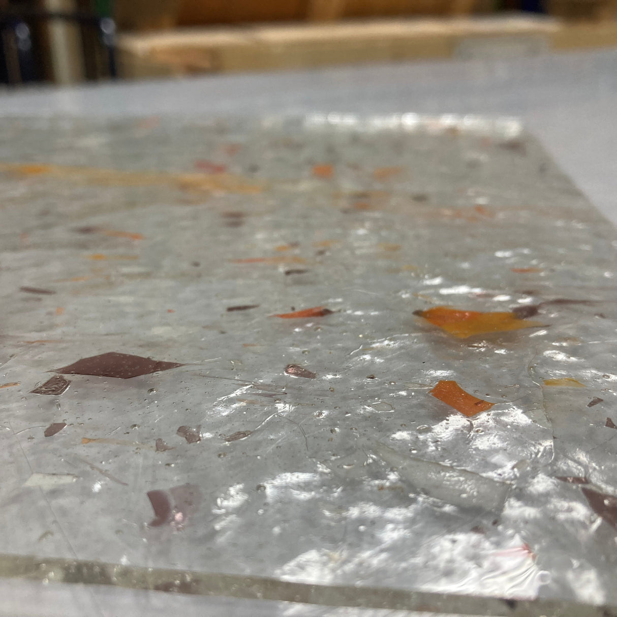 Designer Glass Purple/Orange/White Fractures on Clear_2