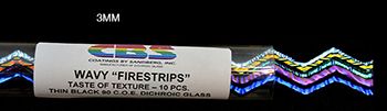 Dichroic Wavy Firestrips Texture 3mm 90 COE - Stained Glass Express 