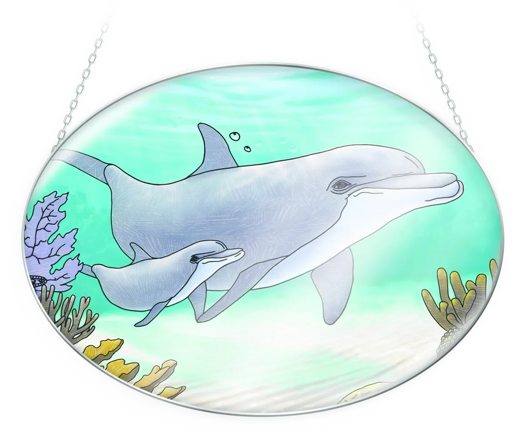 Dolphin and Coral Suncatcher - Stained Glass Express 